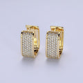14K Gold plated Clear Micro Paved Wide U-Shaped Oblong Hoop Earrings | AB333 - DLUXCA