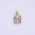 14K Gold plated Clear, Orange, Pink, Fuchsia, Red Rounded Square CZ Add-On Charm | AG319 - AG323 - DLUXCA