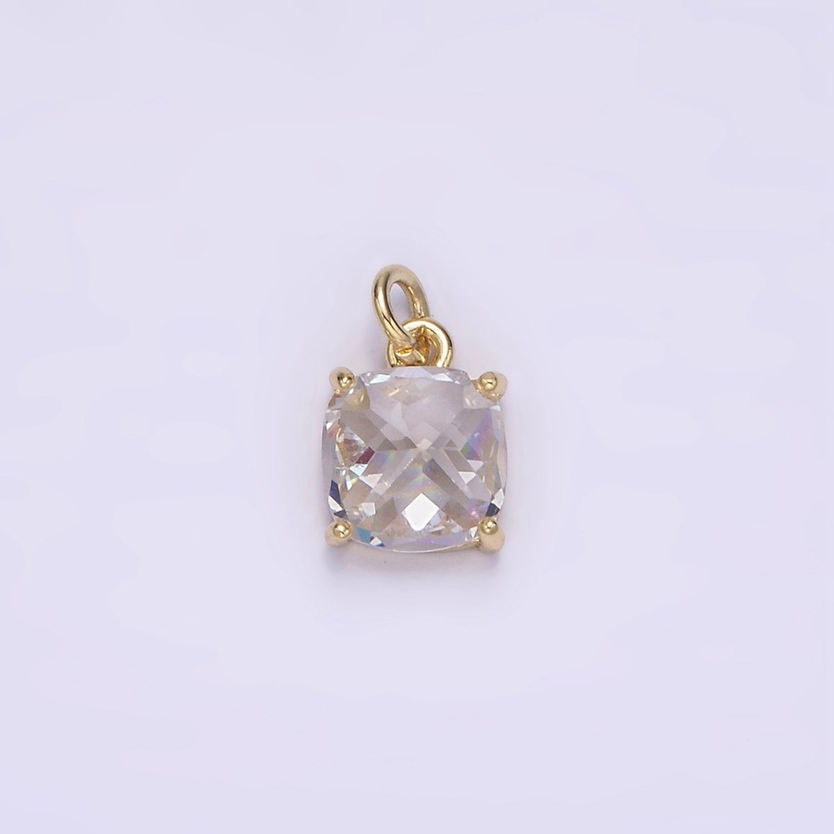 14K Gold plated Clear, Orange, Pink, Fuchsia, Red Rounded Square CZ Add-On Charm | AG319 - AG323 - DLUXCA