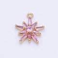 14K Gold plated Clear, Pink Baguette Flower Petal Charm | D177 - DLUXCA