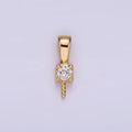14K Gold plated Clear, Pink, Green, Fuchsia CZ Drill Pendant Bail Jewelry Making Findings Supply | Z-511 - Z-514 - DLUXCA