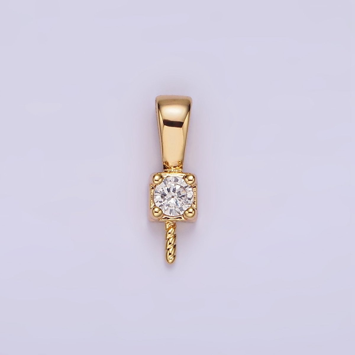 14K Gold plated Clear, Pink, Green, Fuchsia CZ Drill Pendant Bail Jewelry Making Findings Supply | Z-511 - Z-514 - DLUXCA