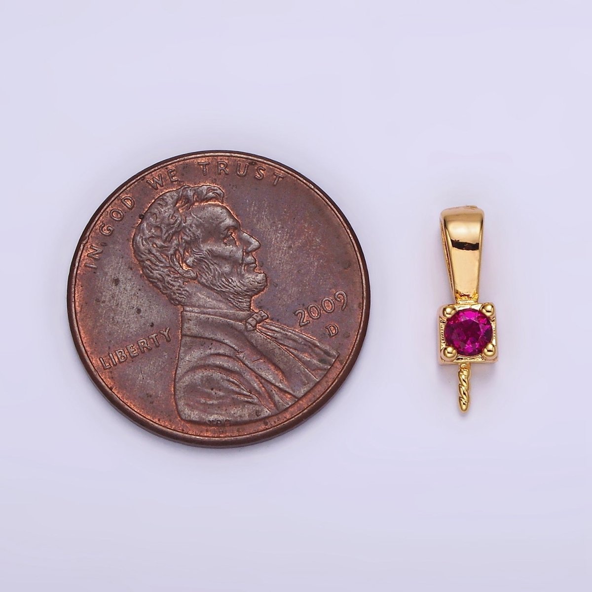 14K Gold plated Clear, Pink, Green, Fuchsia CZ Drill Pendant Bail Jewelry Making Findings Supply | Z-511 - Z-514 - DLUXCA