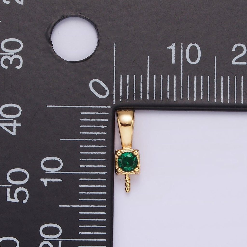 14K Gold plated Clear, Pink, Green, Fuchsia CZ Drill Pendant Bail Jewelry Making Findings Supply | Z-511 - Z-514 - DLUXCA