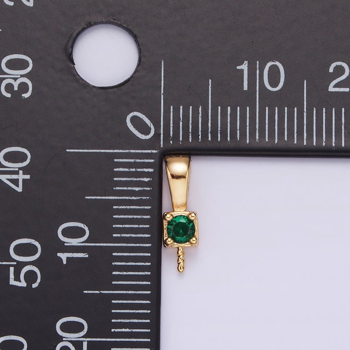 14K Gold plated Clear, Pink, Green, Fuchsia CZ Drill Pendant Bail Jewelry Making Findings Supply | Z-511 - Z-514 - DLUXCA