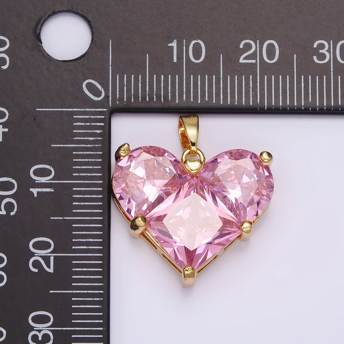14K Gold plated Clear, Pink Pixelated Pendant in Gold & Silver | N1809 - N1812 - DLUXCA