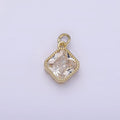 14K Gold plated Clear, Pink, Red CZ Rhombus Filigree Charm | AG316 - AG318