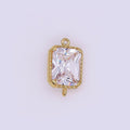 14K Gold plated Clear, Purple CZ Multifaceted Baguette Bezel Connector | G814 G815 - DLUXCA