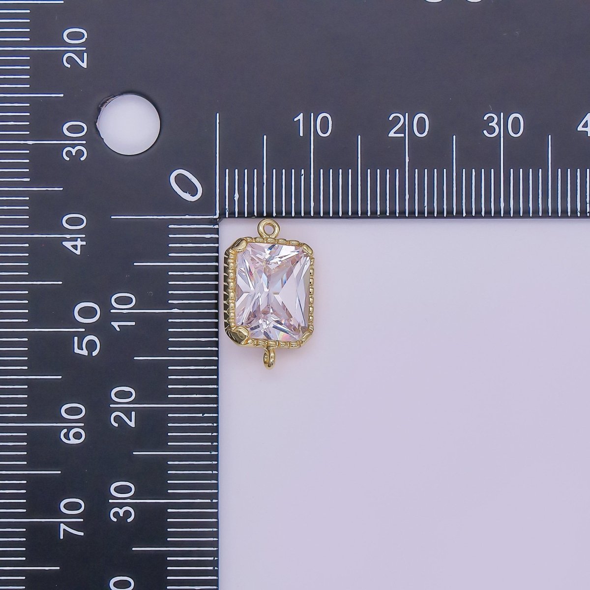 14K Gold plated Clear, Purple CZ Multifaceted Baguette Bezel Connector | G814 G815 - DLUXCA