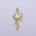 14K Gold plated Clear, Purple CZ Teardrop Molten Drip Charm | AG204 AG205