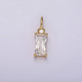 14K Gold plated Clear, Purple, Fuchsia, Green, Blue, Black Baguette CZ Pendant | N1955 - N1960