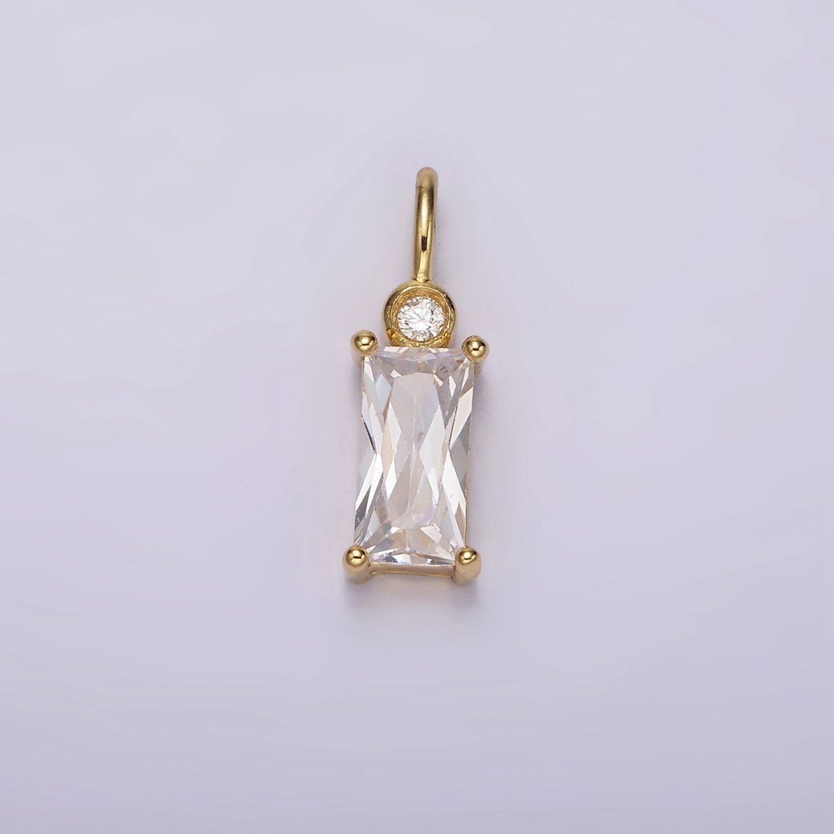 14K Gold plated Clear, Purple, Fuchsia, Green, Blue, Black Baguette CZ Pendant | N1955 - N1960
