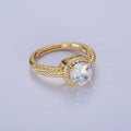 14K Gold plated Clear, Purple, Green, Pink, Black, Red CZ Solitaire Bubble Ring | O1373 - O1378