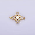 14K Gold plated Clear, Purple, Green, Red, Pink Rhombus CZ Flower Connector | G339 - G341 - DLUXCA