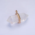 14K Gold plated Clear Quartz, Lapis Lazuli, Tiger Eye, Rose Quartz, Onyx, Labradorite Pointed Wand Charm | N1678 - N1683