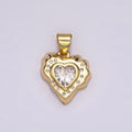 14K Gold plated Clear, Red, Green CZ Dotted Molten Heart Pendant | AH095 - AH097