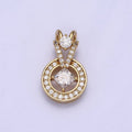 14K Gold plated Clear Rhombus Round Double Bail Micro Paved CZ Geometric Pendant | AA038 - DLUXCA