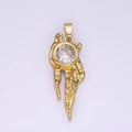 14K Gold plated Clear Round CZ Molten Drip Pendant | N1829 - DLUXCA