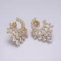 14K Gold plated Clear Teardrop CZ Circular Drop Stud Earrings Set | AE401 - DLUXCA