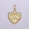 14K Gold plated Clear, Turquoise Celestial Star Hammered Heart Pendant | AH105 AH106 - DLUXCA