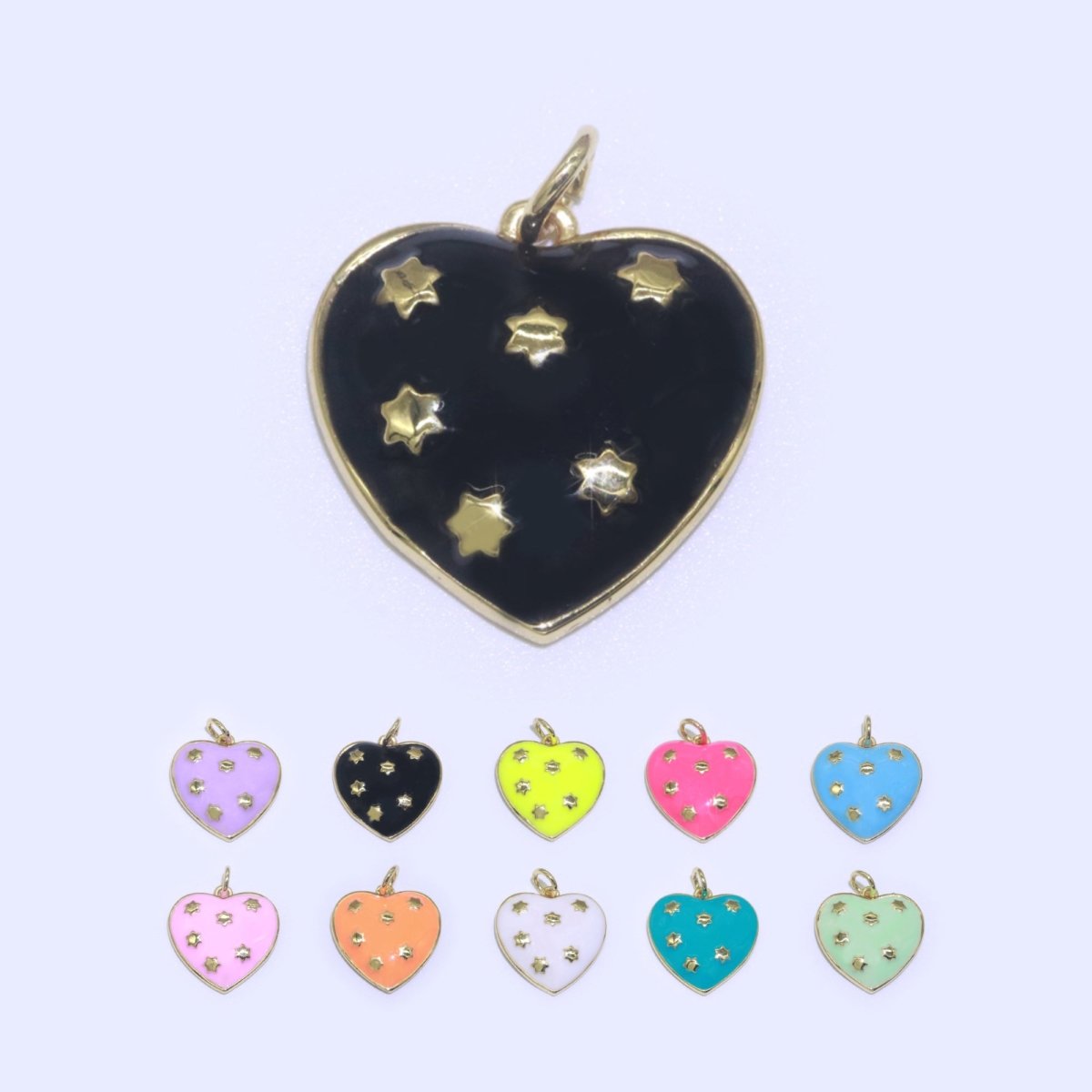 14K Gold plated Colorful Enamel Heart Star Pendant Charm For Wholesale Pendants and Charms Jewelry Making Craft Supplies M-315