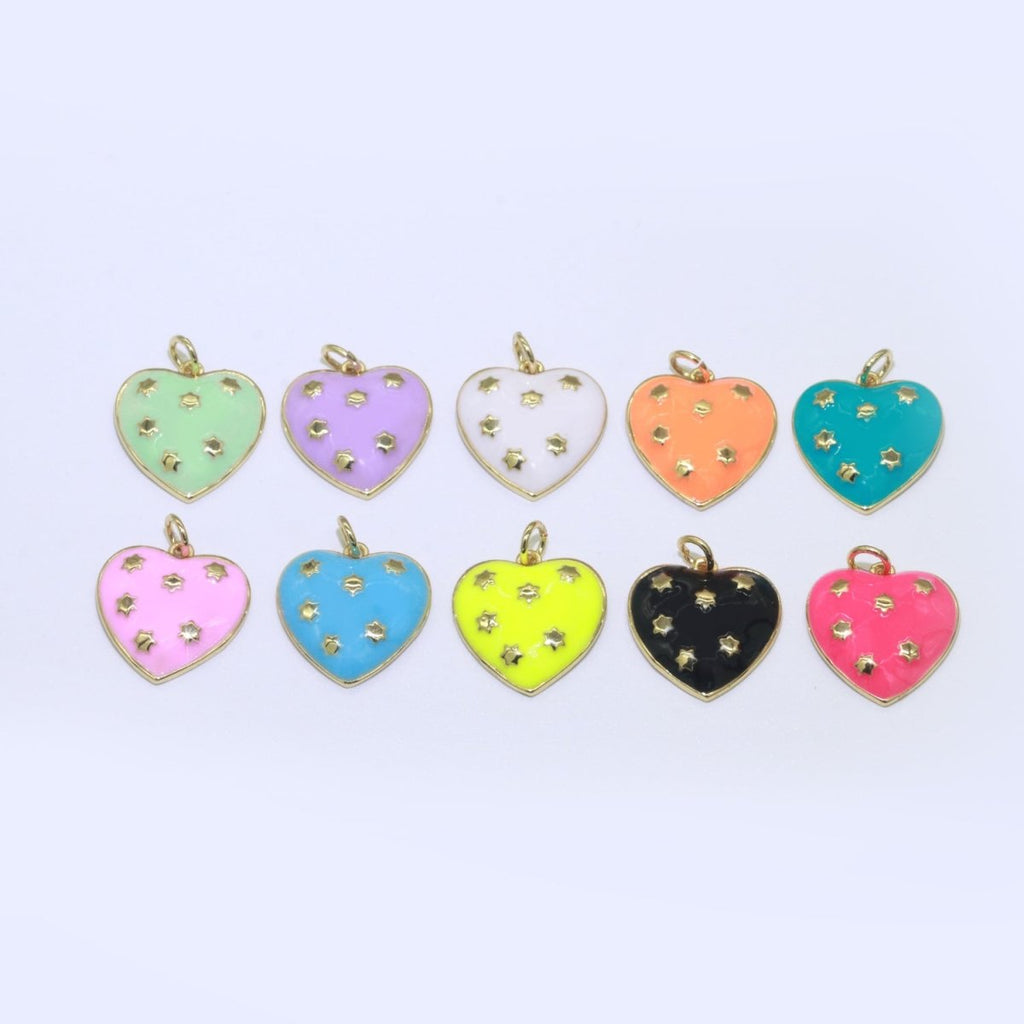 14K Gold plated Colorful Enamel Heart Star Pendant Charm For Wholesale Pendants and Charms Jewelry Making Craft Supplies M-315