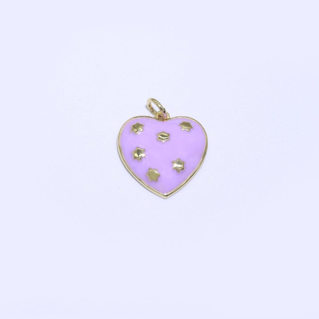 14K Gold plated Colorful Enamel Heart Star Pendant Charm For Wholesale Pendants and Charms Jewelry Making Craft Supplies M-315
