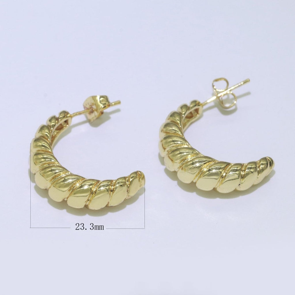 14k Gold plated Croissant Hoop Earrings, Hypoallergenic Posts Bold Style Women Jewelry P-239 - DLUXCA