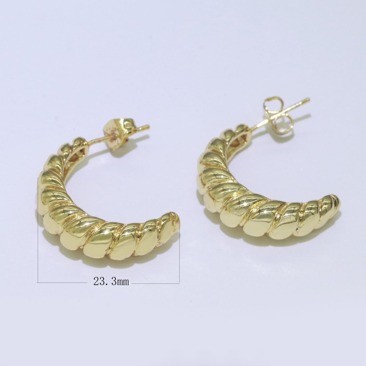 14k Gold plated Croissant Hoop Earrings, Hypoallergenic Posts Bold Style Women Jewelry P-239 - DLUXCA