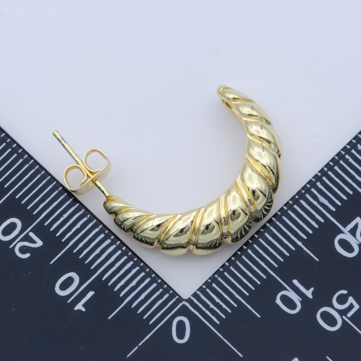 14k Gold plated Croissant Hoop Earrings, Hypoallergenic Posts Bold Style Women Jewelry P-239 - DLUXCA