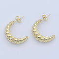 14k Gold plated Croissant Hoop Earrings, Hypoallergenic Posts Bold Style Women Jewelry P-239 - DLUXCA