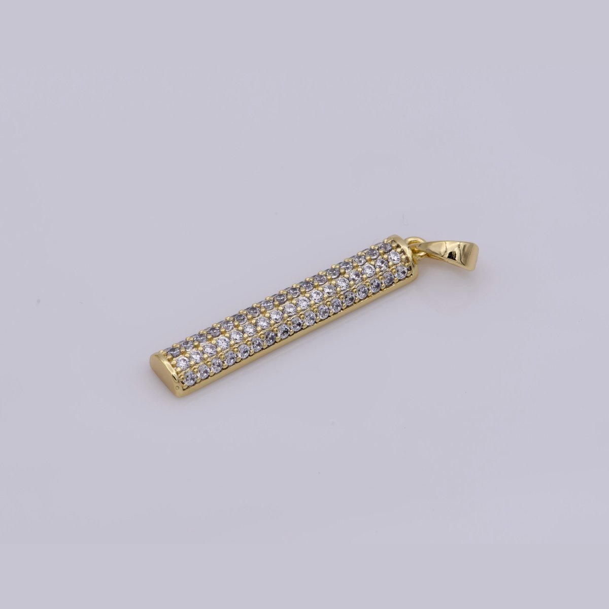 14K Gold plated Crystal Half Round Bar Pendants I-548 - DLUXCA