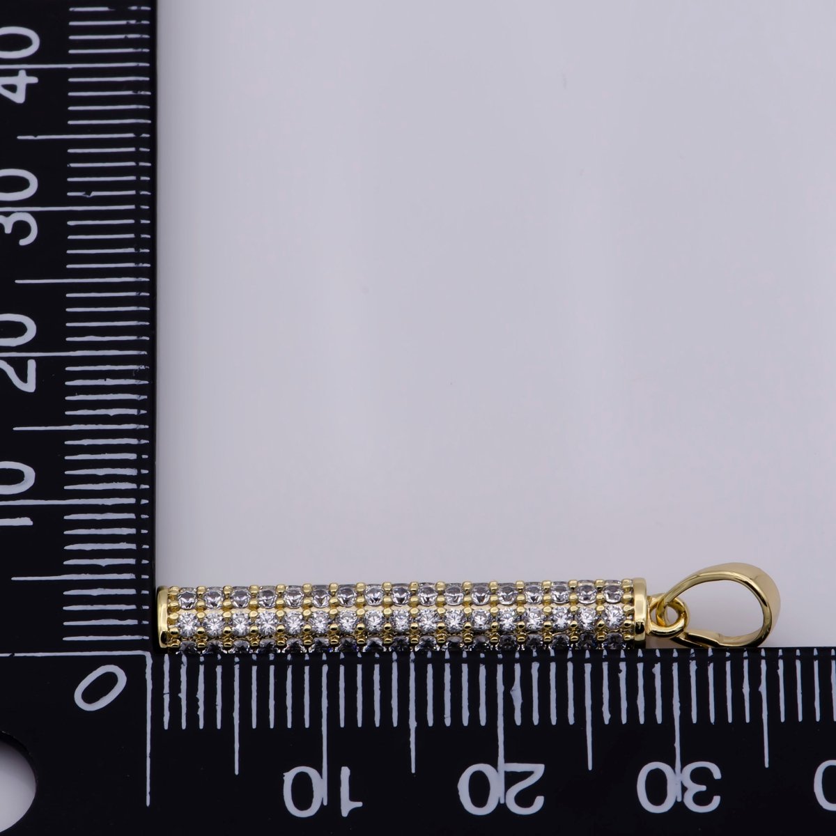 14K Gold plated Crystal Half Round Bar Pendants I-548 - DLUXCA