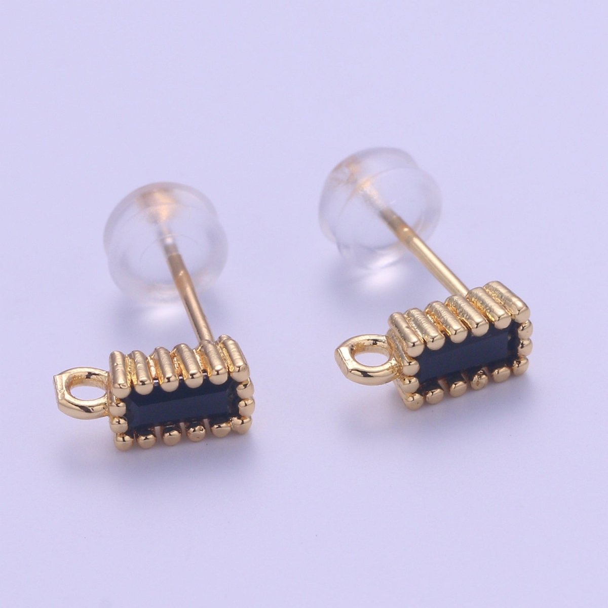 14K Gold plated Crystal Rectangle Studs L-276~L-281