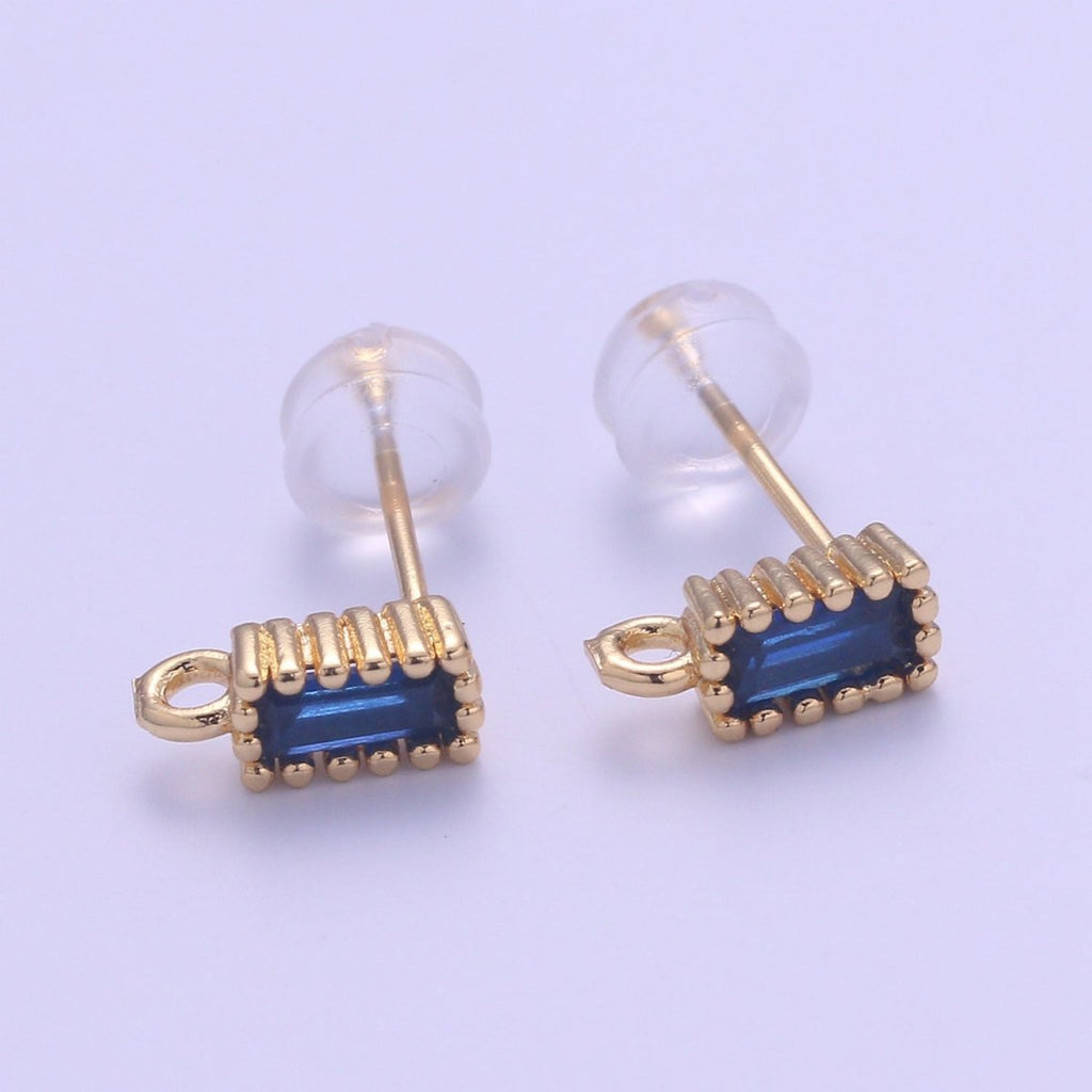 14K Gold plated Crystal Rectangle Studs L-276~L-281