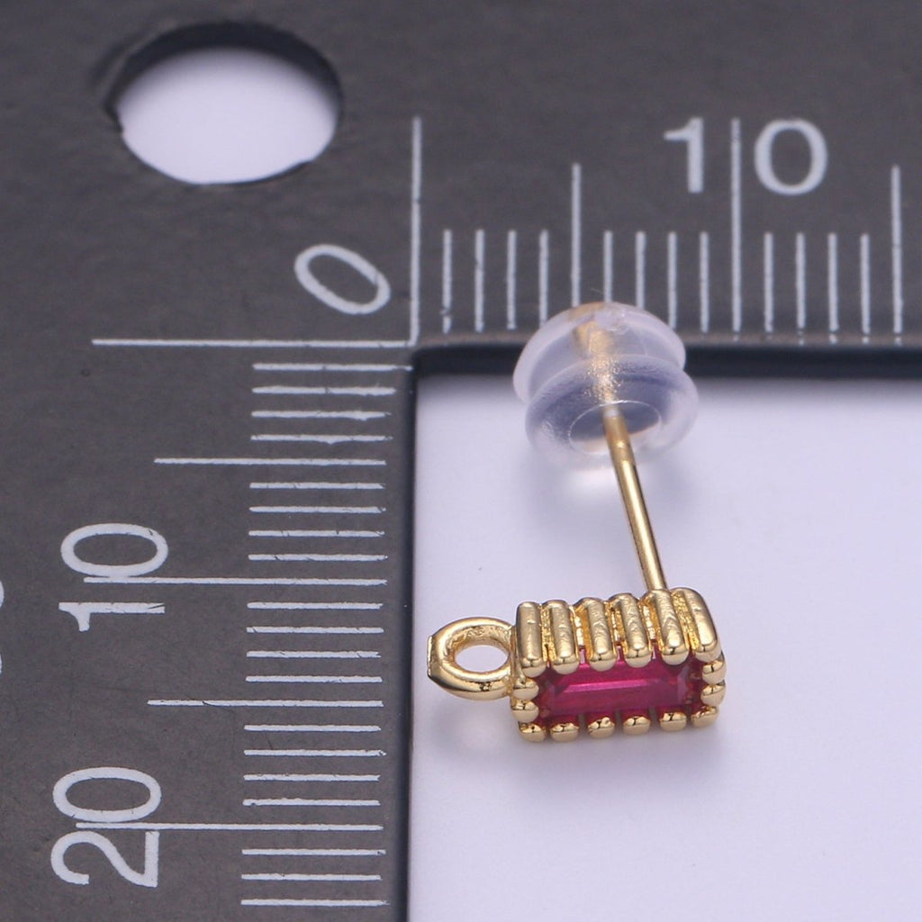 14K Gold plated Crystal Rectangle Studs L-276~L-281