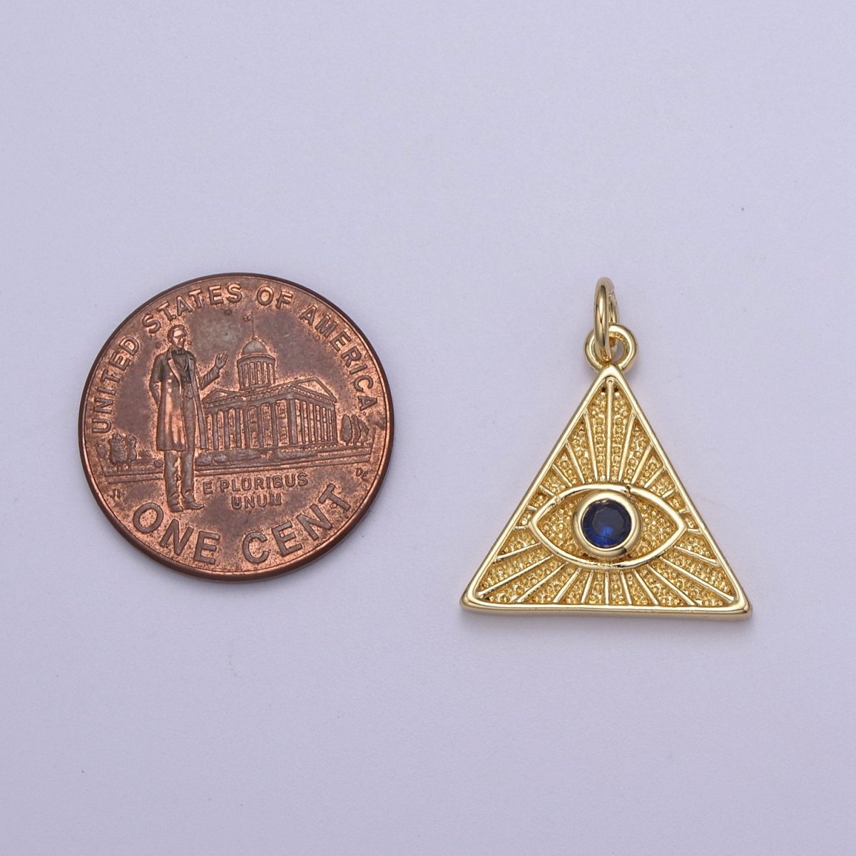 14K Gold plated Cubic Illuminati Eye Charm Pendant Necklace in Triangle Medallion Charm for Bracelet Necklace Earring Supply N-391 N-392 N-393
