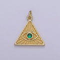 14K Gold plated Cubic Illuminati Eye Charm Pendant Necklace in Triangle Medallion Charm for Bracelet Necklace Earring Supply N-391 N-392 N-393