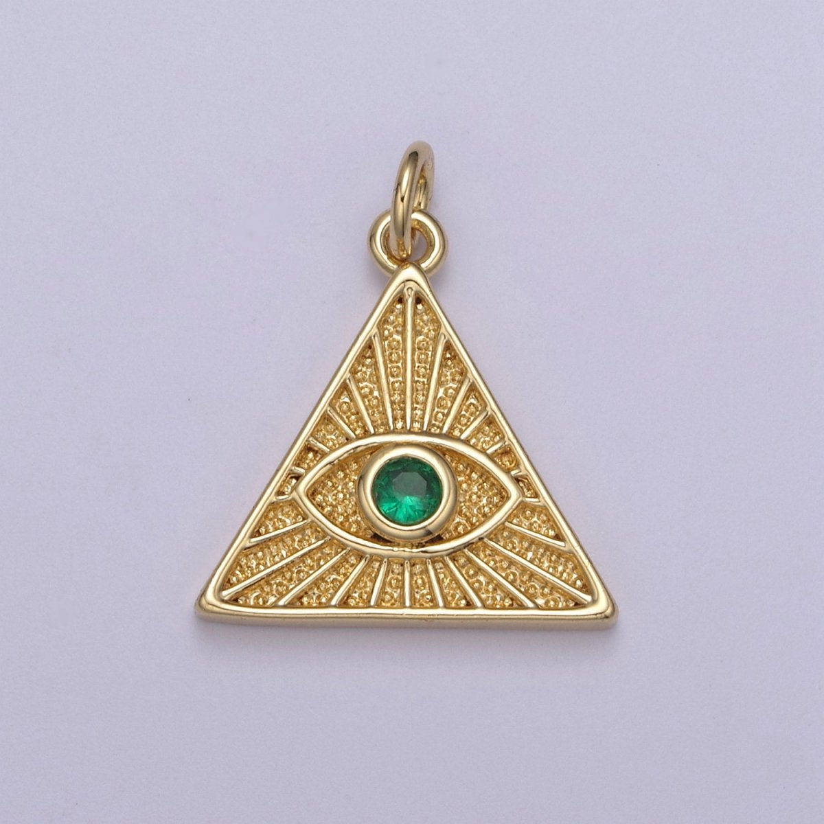 14K Gold plated Cubic Illuminati Eye Charm Pendant Necklace in Triangle Medallion Charm for Bracelet Necklace Earring Supply N-391 N-392 N-393