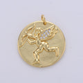 14K Gold plated Cupid Charm- Medallion Cupid Pendant - Dainty Micro pave Charm - for Necklace Bracelet Earring Component D-693 - DLUXCA