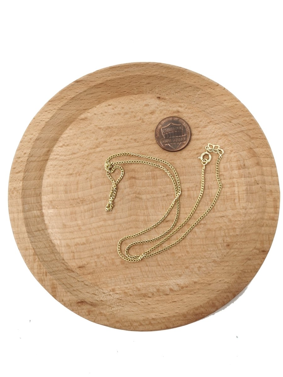 14K Gold plated Curb Chain Necklace, 17.7 Inch Curb Finished Chain For Jewelry Making, Dainty 2mm Curb Necklace w/ Lobster Clasps | CN-560 Clearance Pricing - DLUXCA