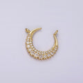14K Gold plated Curved Celestial Crescent Moon CZ Micro Paved Connector | G126 - DLUXCA