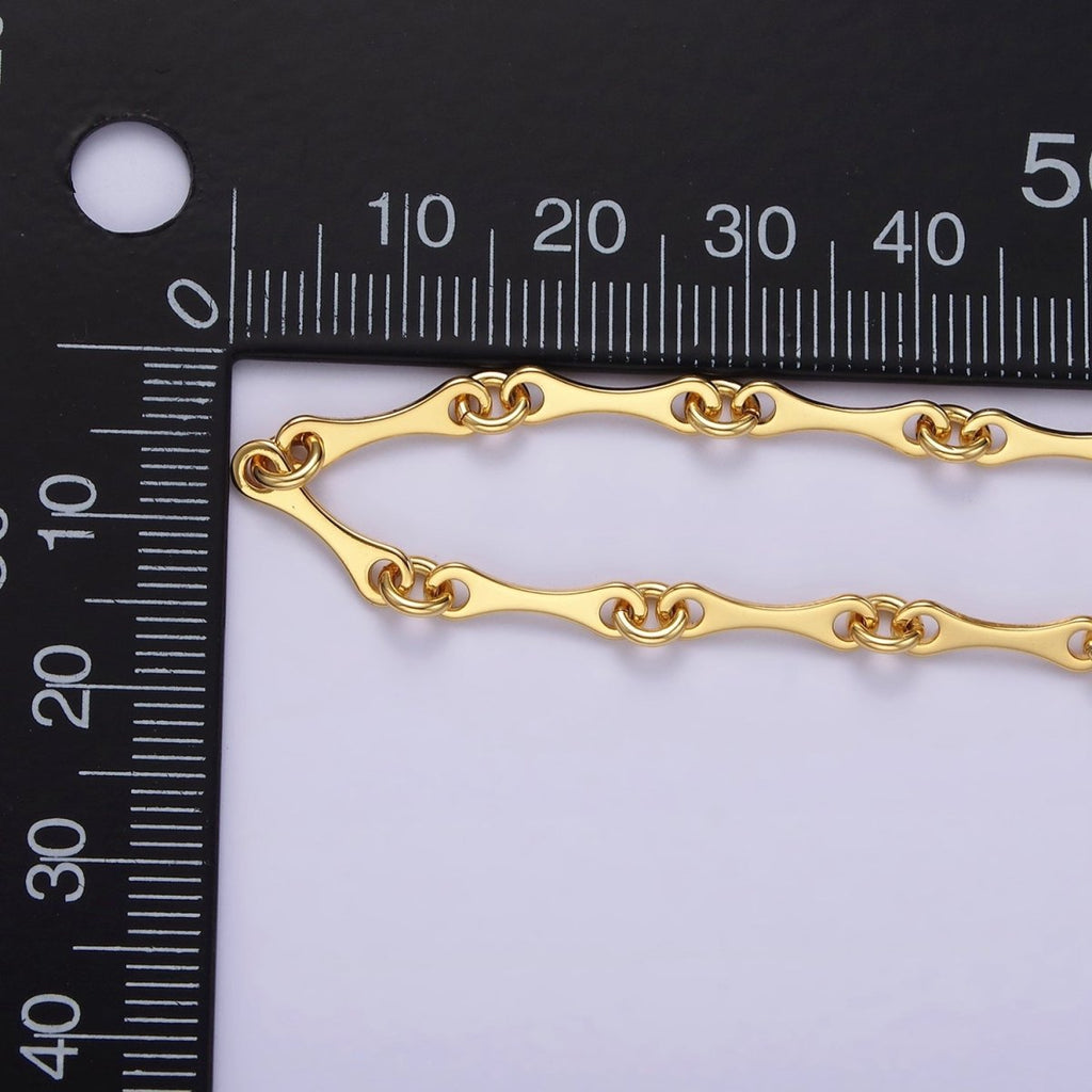 14K Gold plated Curved Link Unfinished Chain for Jewelry Making | ROLL-1436 Clearance Pricing - DLUXCA