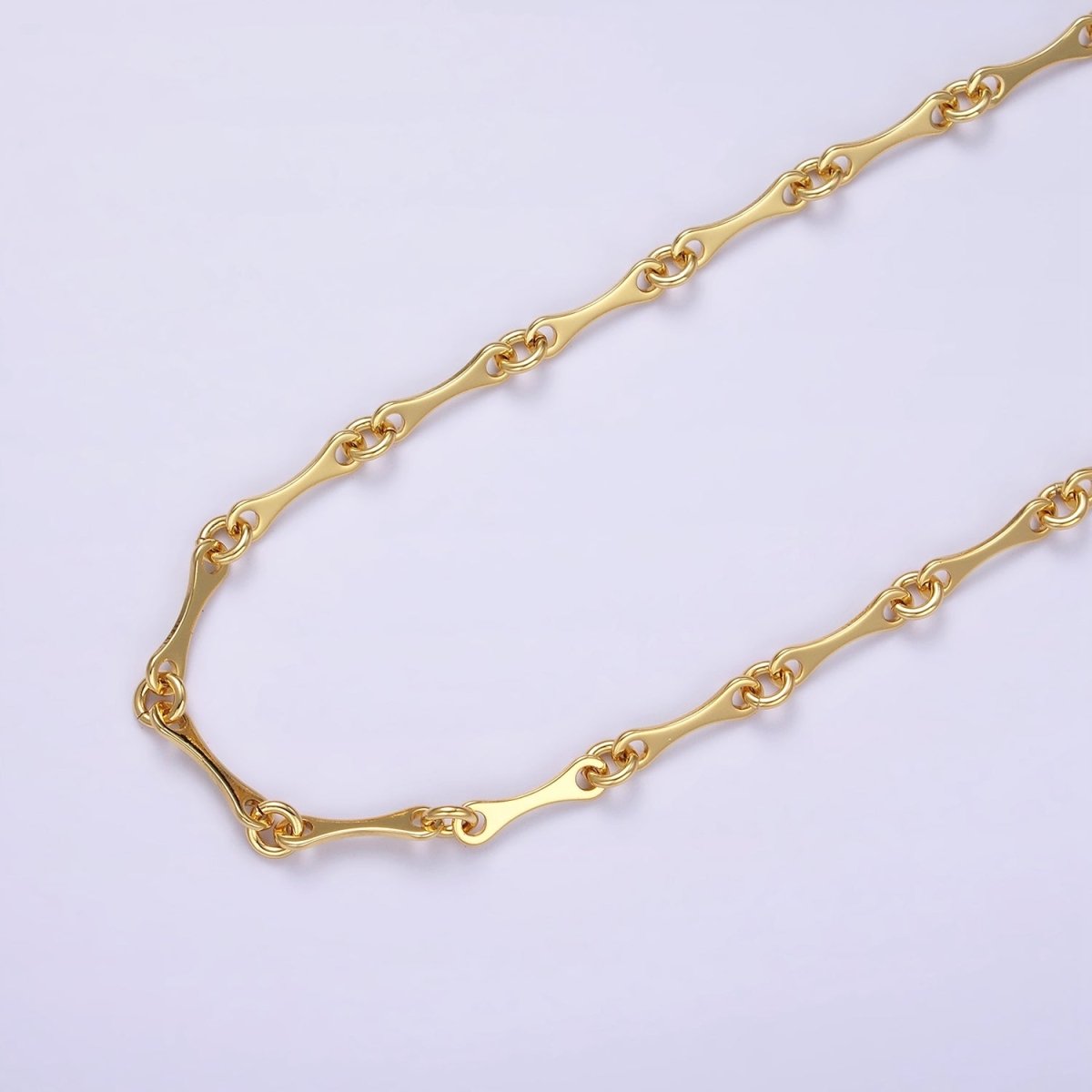 14K Gold plated Curved Link Unfinished Chain for Jewelry Making | ROLL-1436 Clearance Pricing - DLUXCA