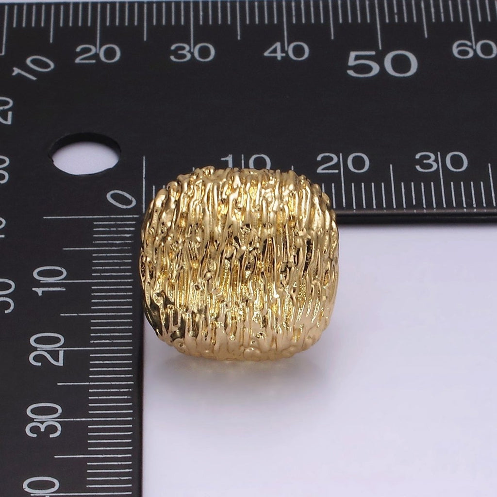 14K Gold plated Curved Textured Rounded Square Dome Stud Earrings in Gold & Silver | V483 V484