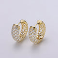 14K Gold plated CZ Cubic Zirconia Hoop Huggie Earrings Chunky Hoop Earring for Valentine Gift Q-306 - DLUXCA