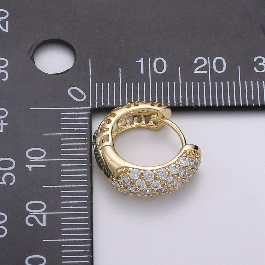 14K Gold plated CZ Cubic Zirconia Hoop Huggie Earrings Chunky Hoop Earring for Valentine Gift Q-306 - DLUXCA