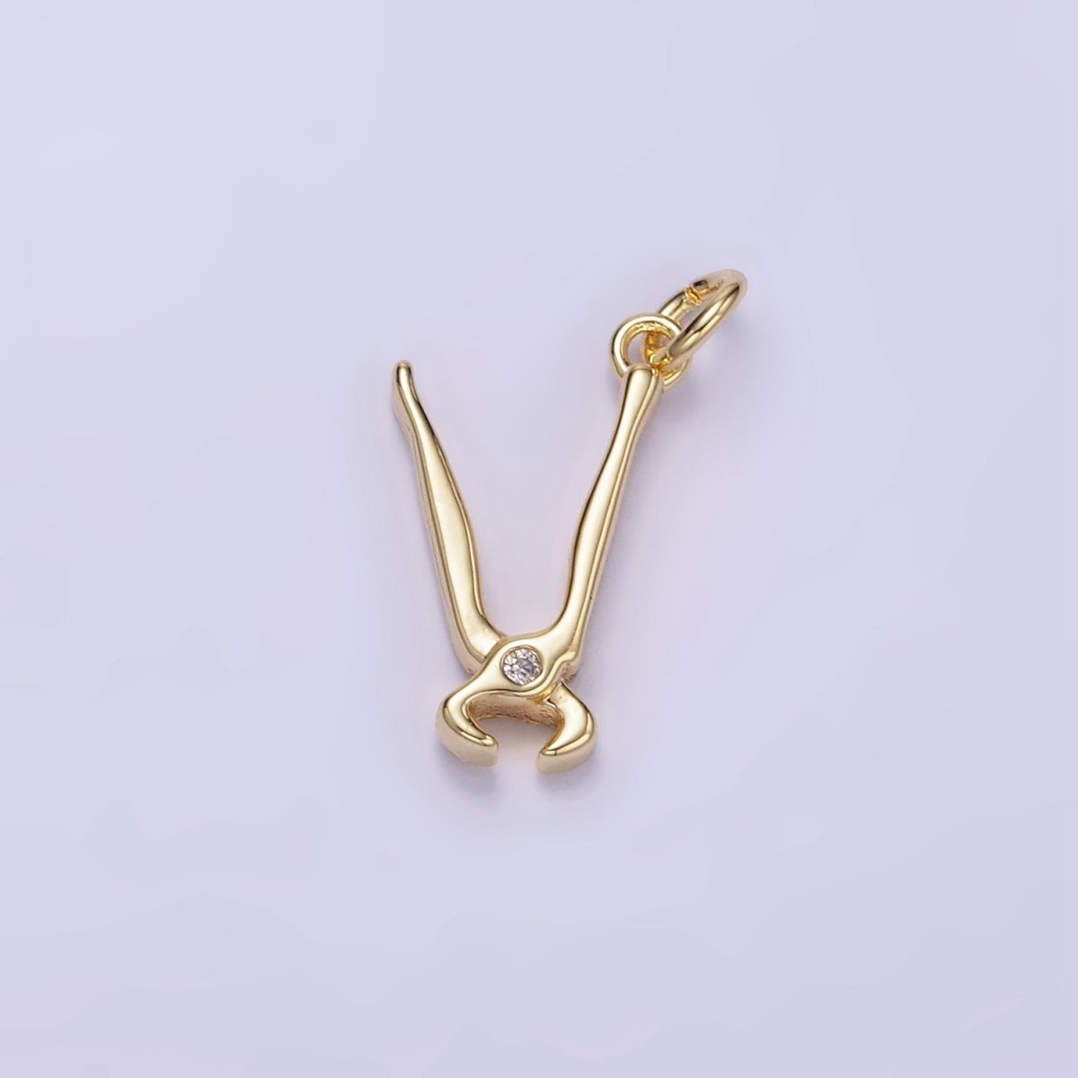 14K Gold plated CZ Cutting Pliers Construction Tool Mini Charm | W559 - DLUXCA