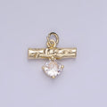14K Gold plated CZ Hammered Bar Band Charm | AG738 - DLUXCA