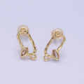 14K Gold plated CZ Marquise Hammered Open Oblong Drop Stud Earrings Findings Set | Z704 - DLUXCA